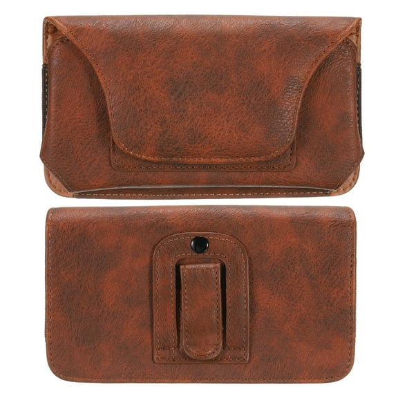 Large Phone Belt Holder Case for 5.5-6.2" Phone, PU Leather Phone Belt Pouch for Men Women, Brown 6.3x3.5x1"