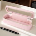 thumbnail image 2 of Women PU Makeup Brush Bag Makeup Brush Holder Bag Cosmetic Organizer Bag Large Capacity Makeup Storage Bag Transparent Portable Cosmetic Pouch Dual Zipper Travel Cosmetic Bag (Pink), 2 of 6
