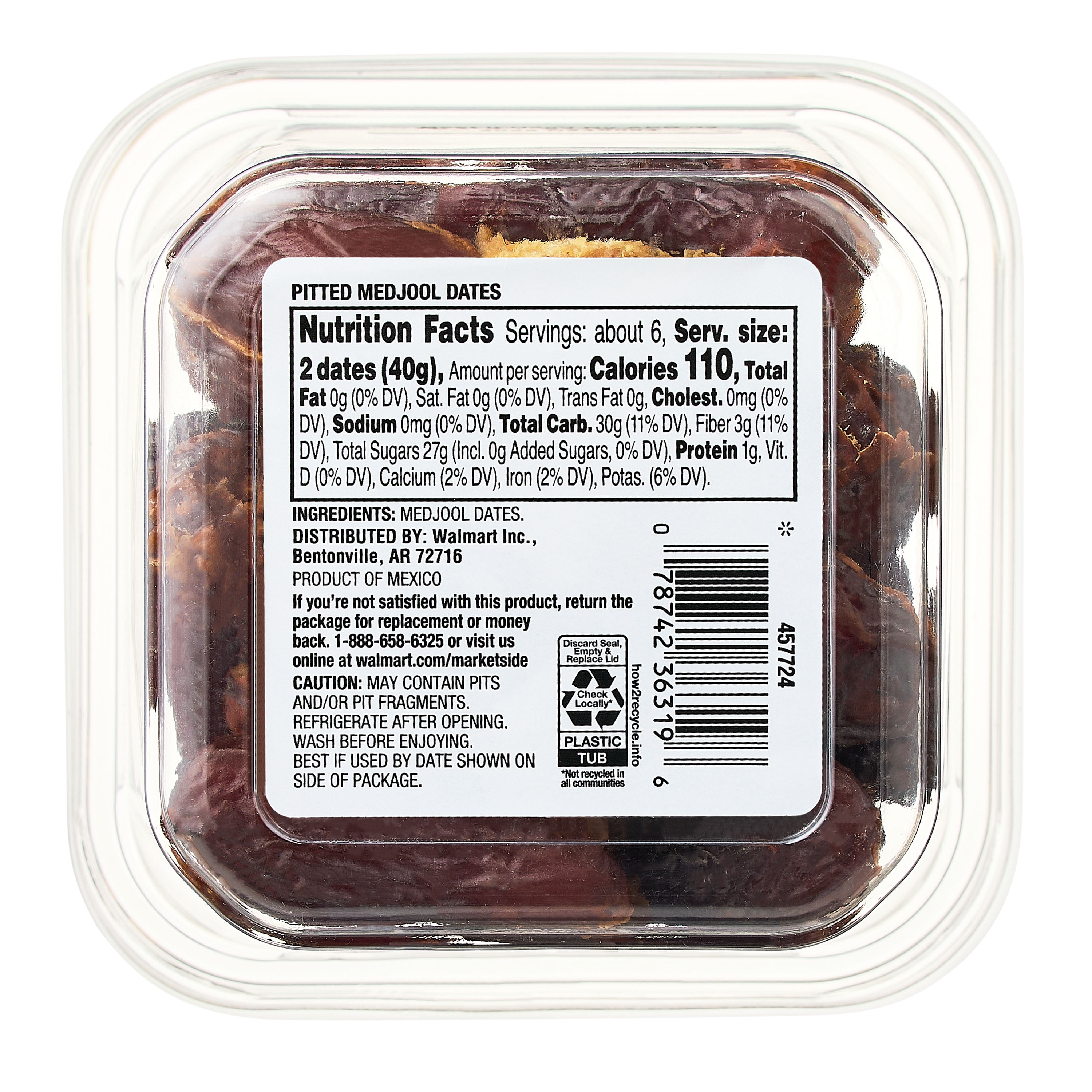Marketside Pitted Medjool Dates Clear Tub, 9 oz (255g)