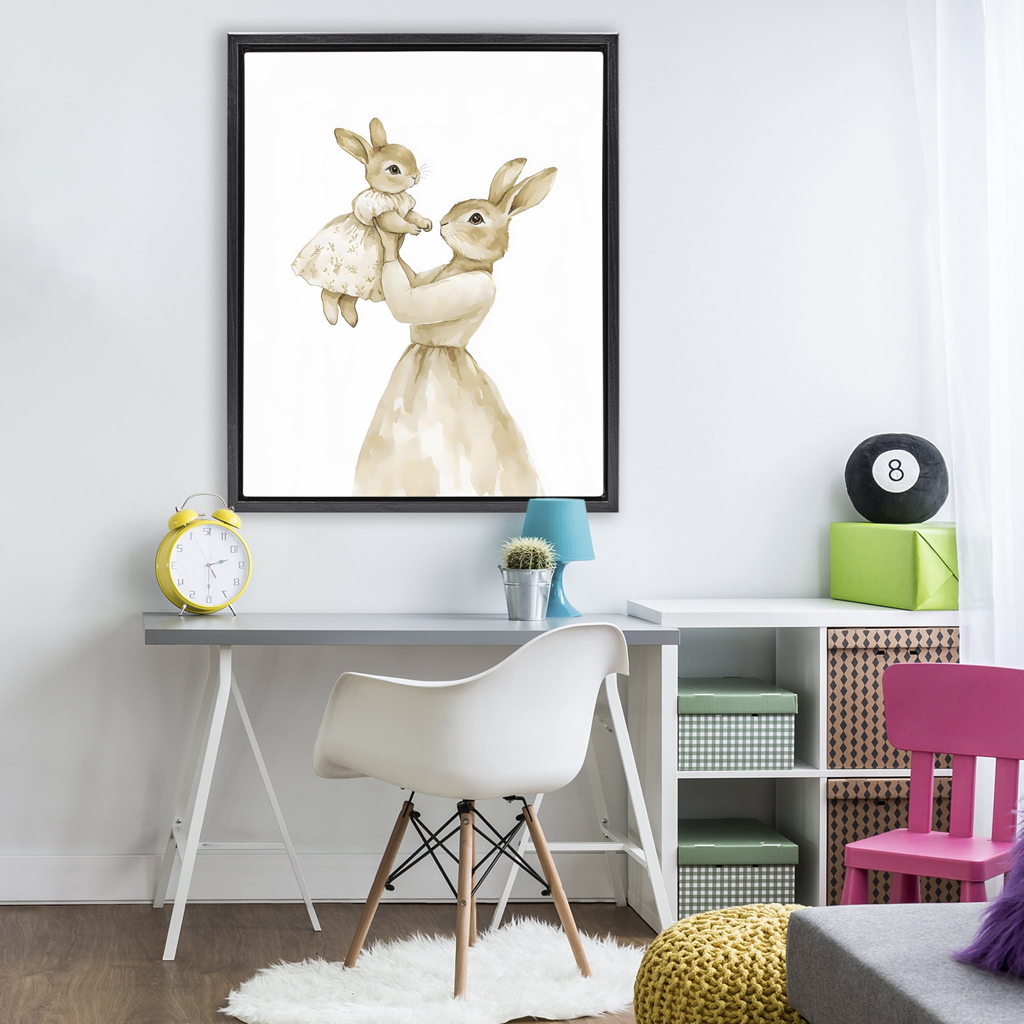Stupell Industries Tender Mama Rabbit Black Framed Floater Canvas Wall Art, design by Arlington Prints