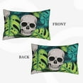thumbnail image 4 of Balery Skull and Palm Leaves Bedding Queen Pillow Cases - Envelope Closure - Soft Brushed Microfiber Fabric - Shrinkage and Fade Resistant Pillow Cases-, 4 of 9