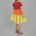 thumbnail image 5 of BRGZLK Girls Summer Dresses Cute Color-Blocked Short Sleeve Round Neck Swing Ruffle Tiered Flowy Dress Red 14-15 Years, 5 of 5