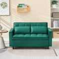 thumbnail image 4 of Velvet Sofa Bed, 3-in-1 Convertible Sleeper Sofa, Small Love Seat with Pocket & Pillow, Modern Pull Out Bed for Living Room, Apartment, Guest Room, Green, 4 of 15