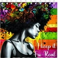 thumbnail image 4 of Women Shower Curtain Set African American Inspirational Black Girl Shower Curtain 72x72 INES Oil Painting Colorful Mexican Shower Curtain with 12 Hooks (African American), 4 of 4
