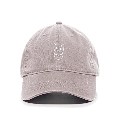 Tech Design Bad Bunny Baseball Cap Embroidered Cotton Adjustable Dad Hat  Light Grey 
