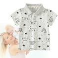 thumbnail image 2 of KAUOD Toddler Baby Girls Boys Short Sleeve Button down Dress Tee Shirt Cute Lapel T Shirts for Kids Graphic Tees Blouse, 2 of 8