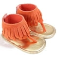 thumbnail image 1 of Infant Baby Girls Tassel Sandal Summer Shoes Anti-slip Newborn Prewalker Tassel Casual Baby Soft-soled Sandal Child Girls Casual High Quality Kids Shoes,Orange, 6-12 M, 1 of 7