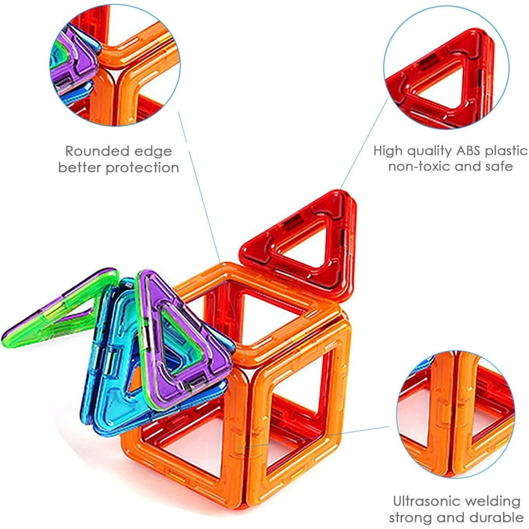 PLUMIA Magnetic Tiles for Kids 3D Magnet Building Tiles Set STEM
