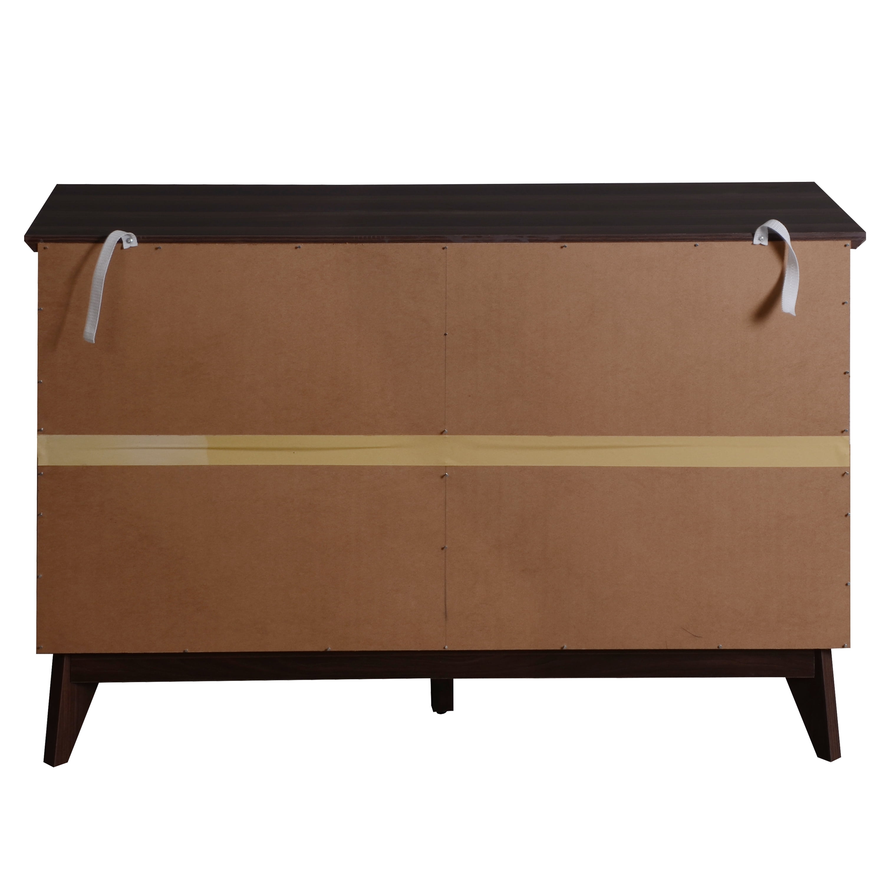 MAYEERTY 6-Drawer Wide Storage Cabinet, Modern Chest of Drawers for Bedroom, Living Room, White & Walnut