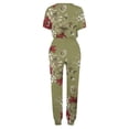 thumbnail image 4 of Blouses for Women, Womens Fashionable Printed Short Sleeved Round Neck Drawstring Top with Pants Set, 4 of 5