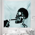 thumbnail image 1 of Skull Smoking Tapestry, X-ray Like Image of Skeleton and Killing Cigarettes Art Print, Fabric Wall Hanging Decor for Bedroom Living Room Dorm, 5 Sizes, Pale Blue Charcoal Grey, by Ambesonne, 1 of 1