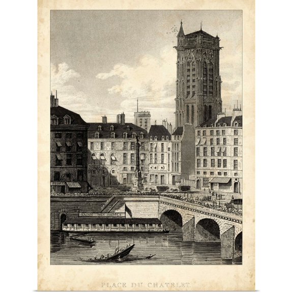 Great BIG Canvas | Rolled A. Pugin Poster Print entitled Place du Chatelet