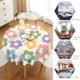thumbnail image 4 of Odenmar Daisy Floral Round Tablecloth 60 Inch, Farmhouse Waterproof Table Cover, Rustic Flower Design for Dining Table, Kitchen, Party Indoor Outdoor, 4 of 6
