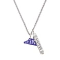 thumbnail image 1 of Delight Jewelry Acrylic 3/4" Navy Cheer Megaphone Silvertone Sisters Best Friends Forever Bar Charm Necklace, 23", 1 of 4