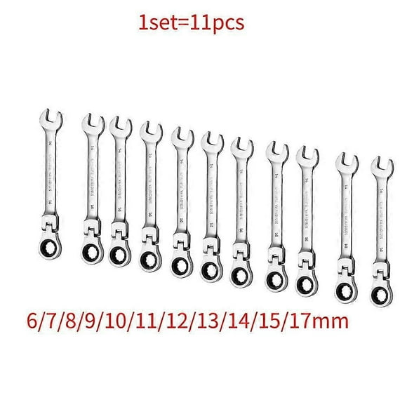 Llave combinada de trinquete de doble cabezal de 6 mm, 7 mm, 8 mm, 9 mm, 10 mm y 11 mm, llave de boca de liberación rápida