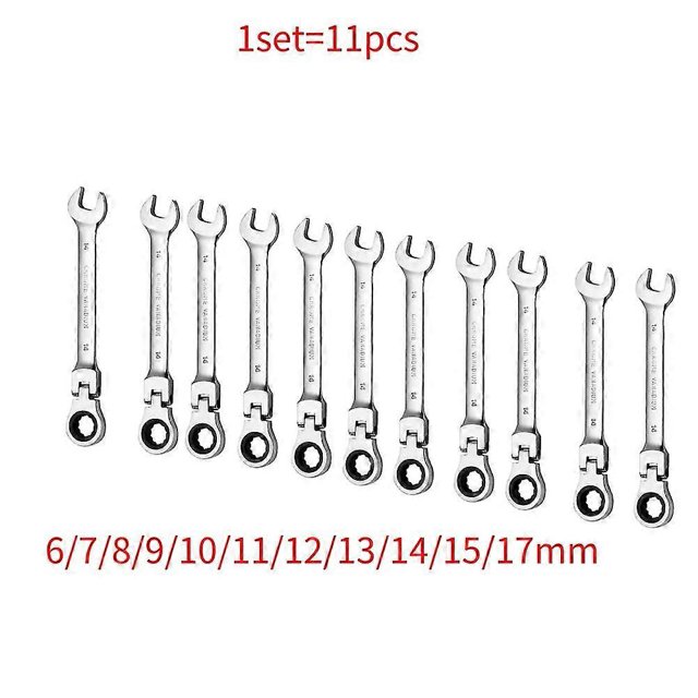 Llave combinada de trinquete de doble cabezal de 6 mm, 7 mm, 8 mm, 9 mm, 10 mm y 11 mm, llave de boca de liberación rápida