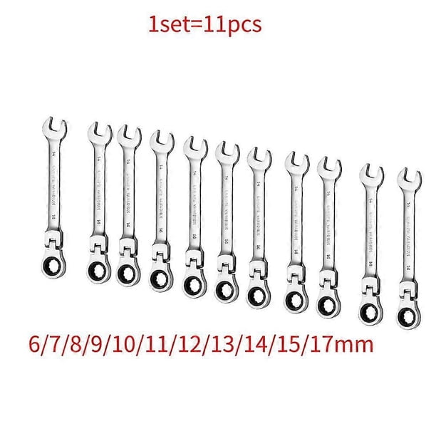 Llave combinada de trinquete de doble cabezal de 6 mm, 7 mm, 8 mm, 9 mm, 10 mm y 11 mm, llave de boca de liberación rápida