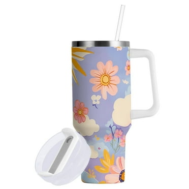 Yayeee 40oz Stainless Steel Tumbler with Handle Double Insulated Bottle, Purple Clouds
