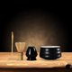 thumbnail image 4 of Juego de de té tradicional de 4 piezas, estilo japonés, de Cuenco de cerámica negra B Zulema Soporte para batidor Matcha, 4 of 7