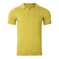 thumbnail image 4 of Mens V Neck Polo Shirt Short Sleeve Casual Golf T Shirt Summer Top Classic Fit Breathable Tee Yellow XXL, 4 of 7