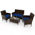 thumbnail image 3 of Laijoy 4 Pieces Outdoor Furniture Set, Patio PE Rattan Conversation Set with Cushioned Loveseat Chairs & Tempered Glass Coffee Table, 3 of 8