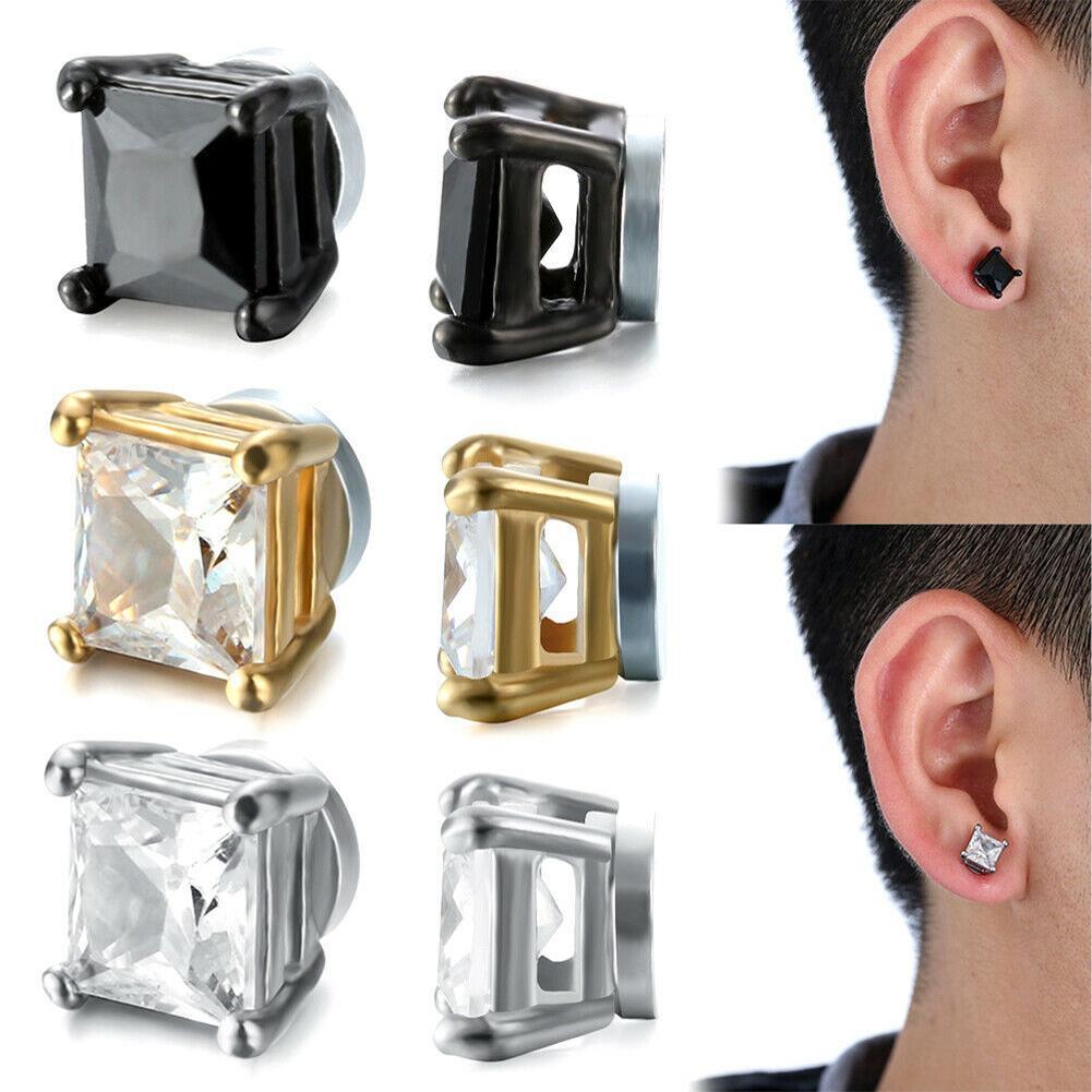 Crystal Women Mens Clip On Earrings Non-Piercing CZ Zircon Magnetic Ear Stud M4K5 - image 2 of 11