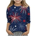 thumbnail image 2 of MKOSPLRT 4th of July T Shirt Kids 3-12 Years 3/4 Sleeve Red White and Blue Shirts Crew Neck Patriotic Tshirts Independence Day Shirts, 2 of 5