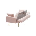 thumbnail image 4 of Pink Adjustable Sofa Bed for Small Spaces, Plush Teddy Fabric Convertible Couch with 2 Pillows, 4 of 8