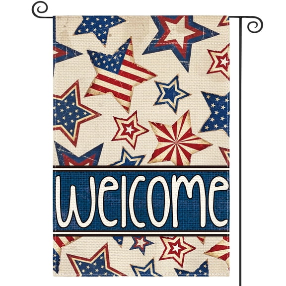 Sm:)e Stars Fourth of July Garden Flag 12x18 Inch, Double Sided