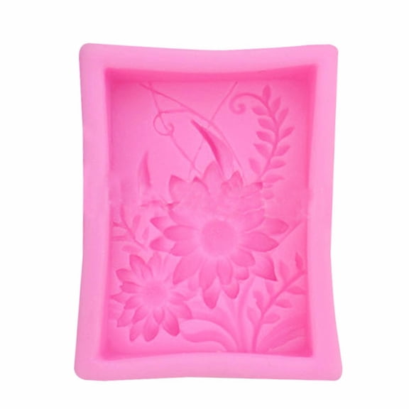 Sunflower Silicone Soap Mold, 2.95X2.05" Rectangular Handmade Craft Mould, Floral Pattern Resin Casting Tool, Aromatherapy Plaster Making Template, Candy Baking Accessory, DIY Handicraft Form