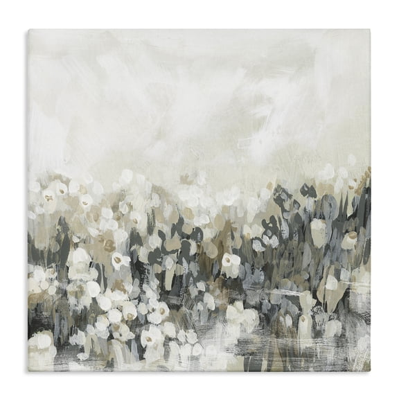 Stupell Industries Grey Speckled Flowers Abstract Painting Wrapped Canvas Canvas Art Print Wall Art, 17 x 17