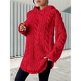 thumbnail image 4 of Sudadera con Capucha de Jacquard de Larga en Color Liso para Mujer, Chaqueta Ajustada con Cordón de Felpa. Rojo XL, 4 of 7