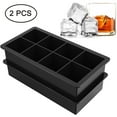 thumbnail image 1 of Paquete de 2 bandejas de silicona para cubitos de hielo 8 cubitos cuadrados por bandeja Ideal para whisky, cócteles, sopas, comida para bebés y golosinas congeladas Flexible Xemadio 2033777, 1 of 9