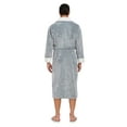thumbnail image 3 of PajamaX Luxurious Mens Shawl Collar Plush Fleece Bathrobe Cozy Warm Bathrobe Long Robe With Pockets (M, Grey), 3 of 7