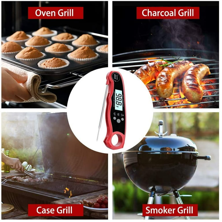 OTBBA Instant Read Meat Thermometer with 2 Detachable Wired Probe,  Backlight, and Alarm for Outdoor BBQ, Smoker Grill, Oven, Kitchen