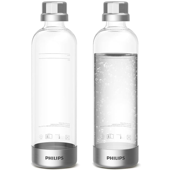 PHILIPS - Botellas de carbonatación ADD916/37, paquete doble de 1 litro, reutilizables PET con gas compatible con máquina de agua con gas, paquete de 2 para ADD4902BKOQ/37, ADD49