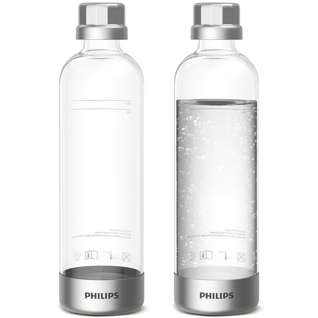 PHILIPS - Botellas de carbonatación ADD916/37, paquete doble de 1 litro, reutilizables PET con gas compatible con máquina de agua con gas, paquete de 2 para ADD4902BKOQ/37, ADD49