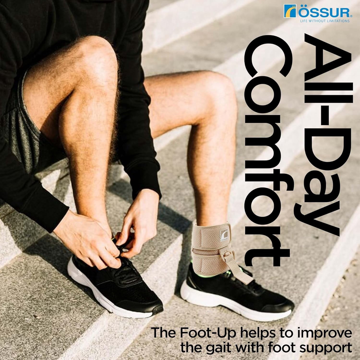 Ossur Ankle Brace, Foot Brace | AFO Foot Drop Brace for Drop Foot Support | Lightweight, Adjustable Wrap for All-Day Comfort | Breathable Material for All Day Walking (Beige, X-Large)
