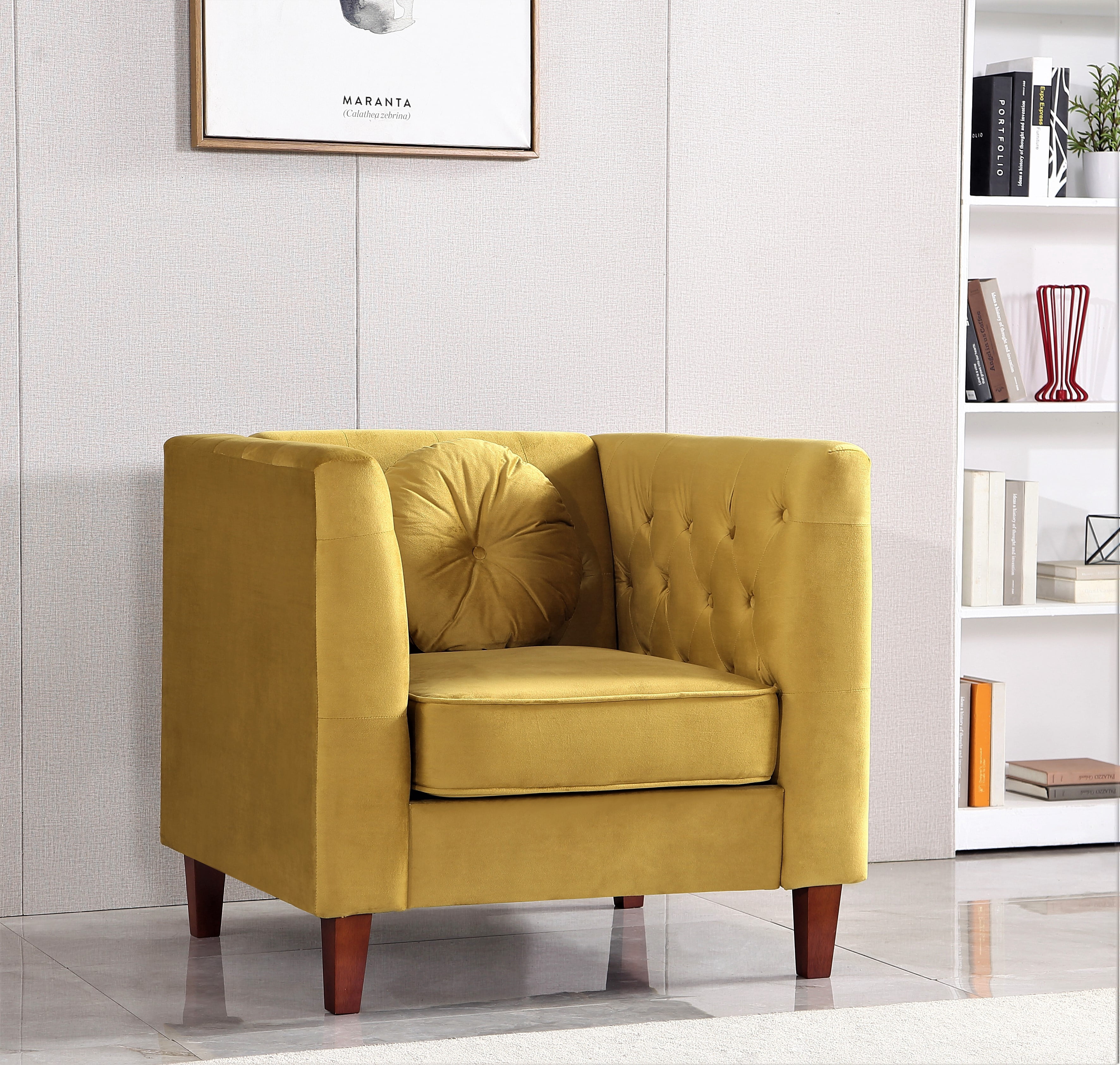 Uspridefurniture Chesterfield Chair, Yellow