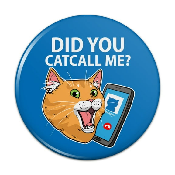 Did You Catcall Me Cat With Phone Pinback Button Pin