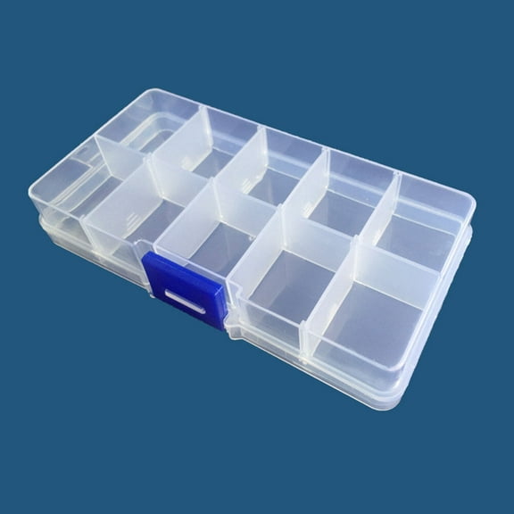 SOPOTUTU 5Pcs Plastic Storage Box with 10 Grid Adjustable Compartments Assorted Color Organizer