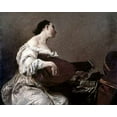 thumbnail image 2 of Crespi, Giuseppe Maria 24x20 Black Ornate Wood Framed with Double Matting Museum Art Print Titled - Woman Playing a Lute, 2 of 4