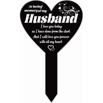 Black Heart Shaped Love Husband Garden Stake for Husband Memorial Remembrance Plaque Stake Cemetery Acrylic Waterproof Sympathy Garden Stakes for Yard Grave Cemetery
