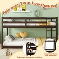 thumbnail image 6 of SESSLIFE Bunk Bed Twin Over Twin, Low Floor Bunk Bed with Guard Rails for Dorm, Small Space, No Box Spring Needed (Espresso), 6 of 7