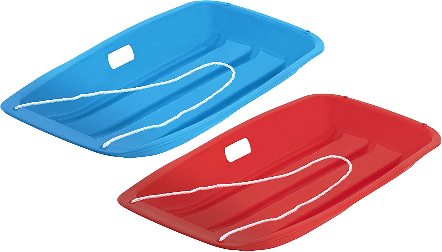 Superio Toboggan Snow Sleds 35" Long (2 Pack) Toboggan Sled with 2