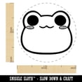 thumbnail image 2 of Charming Kawaii Chibi Smug Frog Toad Face Blushing Cheeks Self-Inking Rubber Stamp Ink Stamper - Blue Ink - Medium 1 Inch, 2 of 7