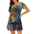 thumbnail image 1 of Disketp Whimsical Goat Artist para Camisón Corto de Manga Corta para Mujeres, Camisón Cómodo con Escote Redondo, Bonito y Confortable, 1 of 6