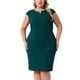 thumbnail image 1 of Vestido de tubo sin mangas de talla grande para mujer Agnes Orinda, con escote en V, casual, midi, con cremallera, 2X, verde oscuro, 1 of 7