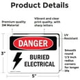 thumbnail image 2 of (2 Pack) Buried Electrical OSHA Danger Sign 5 Inch X 3.5 Inch Vinyl Label Decal Sticker Weather Resistant, UV Protected for Workplace, Business, and Construction Site, Made in the USA, 2 of 7