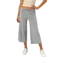 thumbnail image 3 of IYYVV Fold Over Capri Pants for Women Low Rise Wide Leg Yoga Capris Summer Cute Going Out Flowy Gaucho Pants Streetwear Gray S, 3 of 7